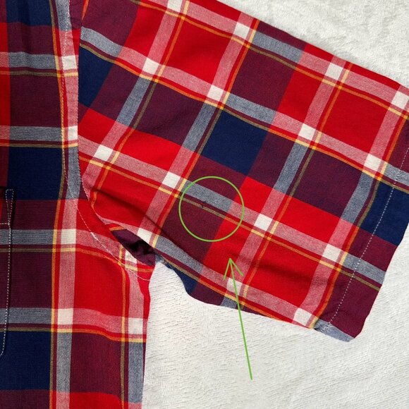 Pendleton Shirt Men Size L Red Plaid Short Sleeve 100% Cotton Single Pocket Surf - Picture 10 of 12